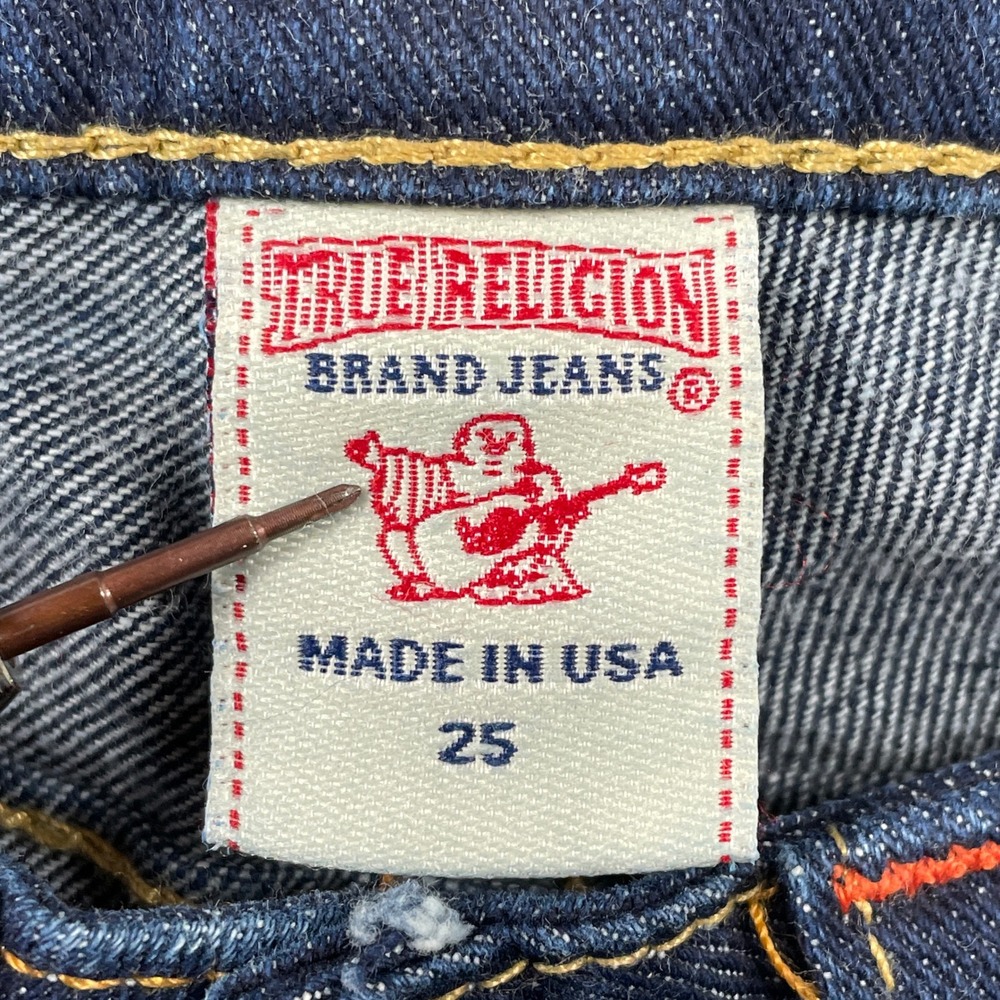 True Religion Jeans Womens 25 Blue Joey Flare Low Rise Horseshoe Pockets Denim - Picture 4 of 11